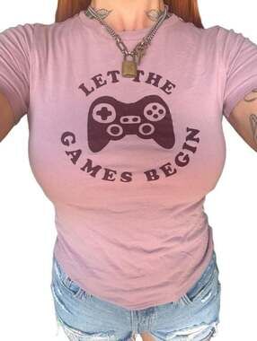 Dip Graphic Tee Size L (12-14) Purple Let The Games Begin